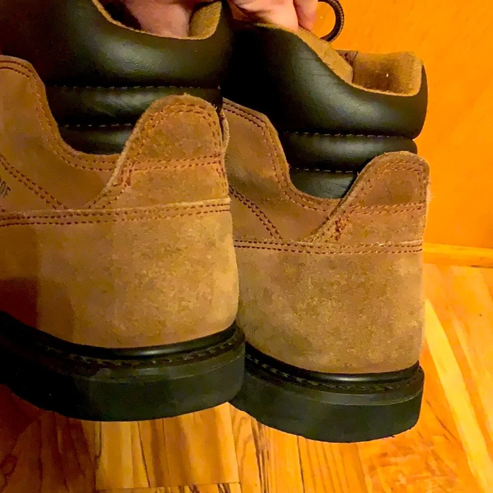 Brahma 12 Wide waterproof tan suede rugged lace up hiking hunting boots men EUC